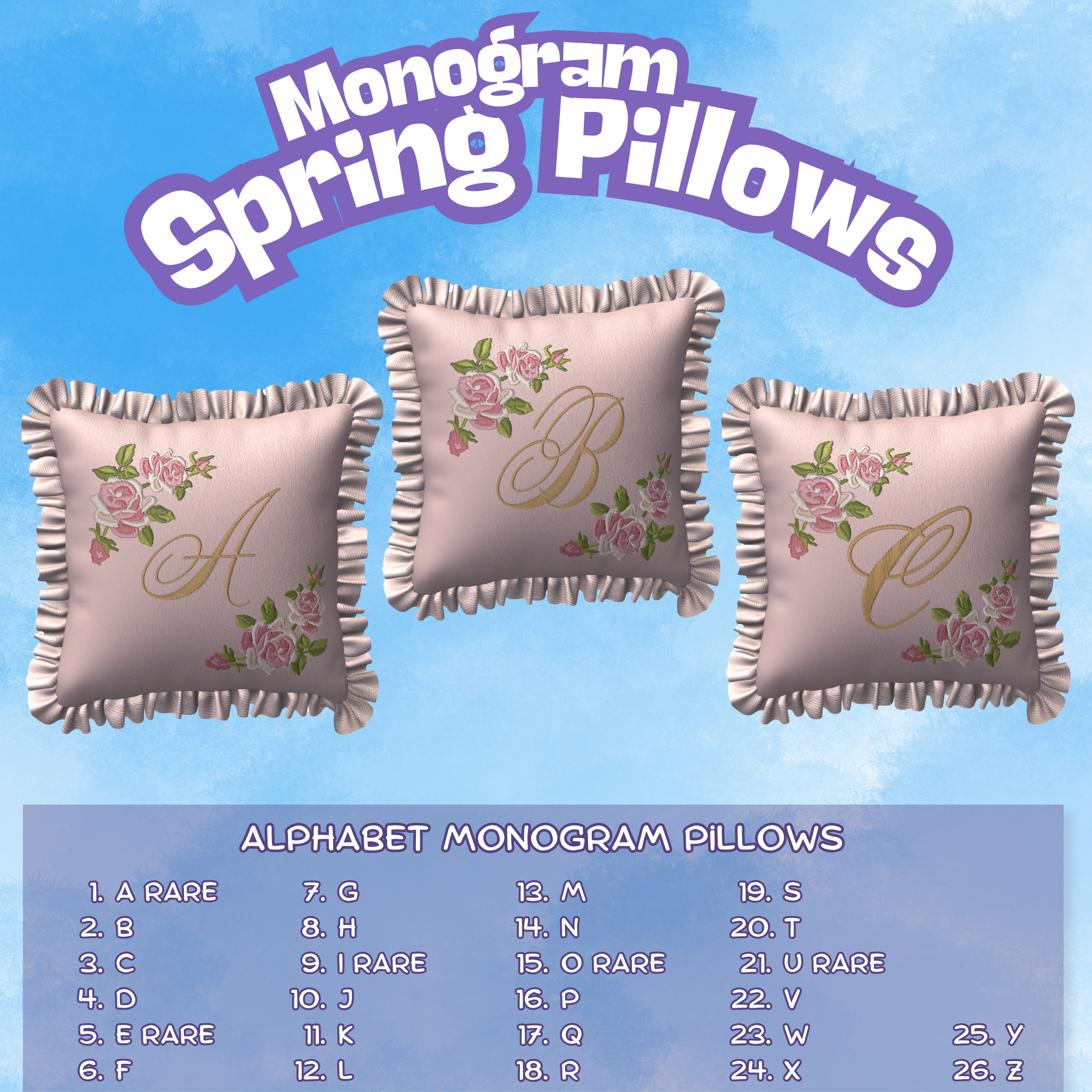 Bella Casa - Spring Rose Monogram Pillows Gacha Ad