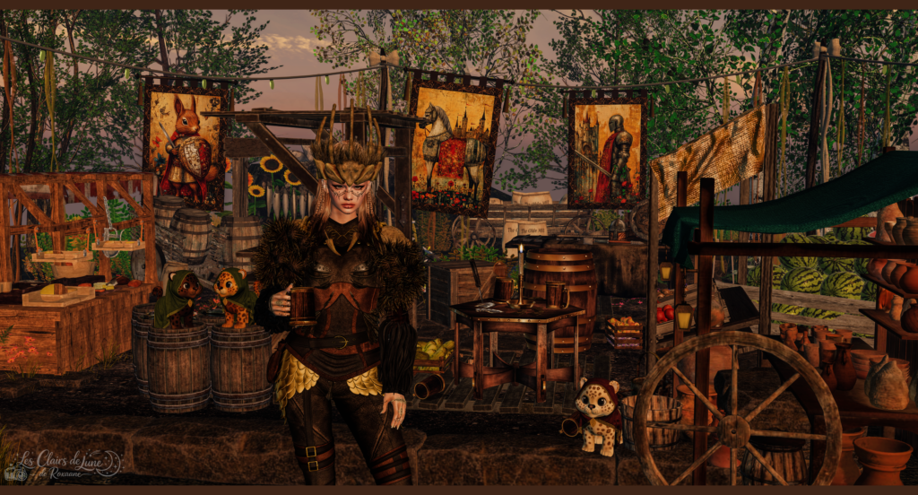 AGE OF AVALON

https://maps.secondlife.com/secondlife/BellaTECH%20Productions/126/18/2752

BEE DESIGNS
Woodland familiars

GODESS CREATIONS GACHA - Medieval tapestries

MAGNETIC
Medieval market